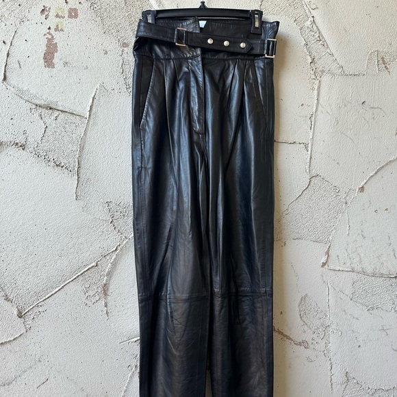 Iro Leather Paper Bag Waist Pants in black size 4 - Picture 2 of 12
